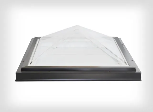 Columbia curb mount pyramid skylight for flat roofs with clear polycarbonate glazing