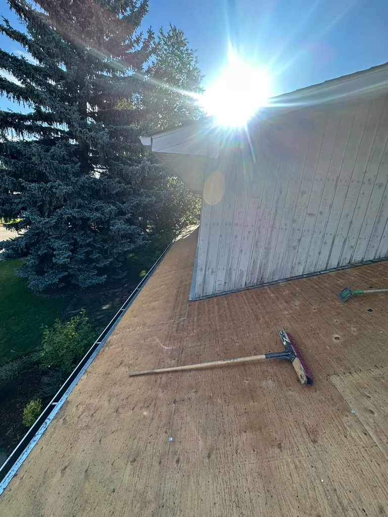 Roof deck swept clean and prepped for a new installation in Calgary